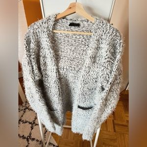 Fluffy gray cardigan
